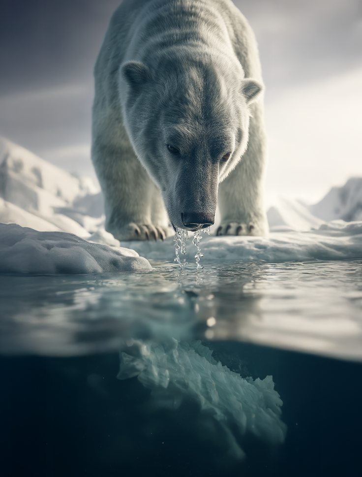 Polar bear drinking