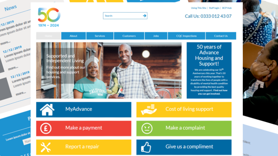 The Advance Housing and Support website over time