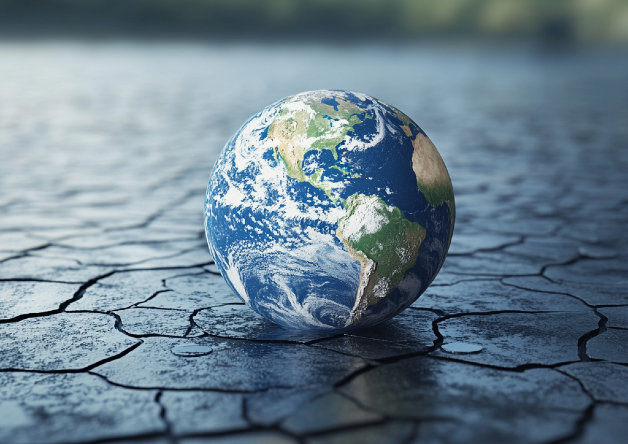 The earth resting on a cracked surface